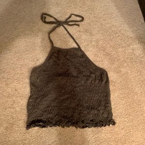 Green ruffled halter top